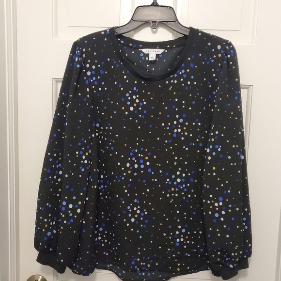 PopSugar Black Polka Dot Blouse Size XL, Business Casual - Picture 8 of 9